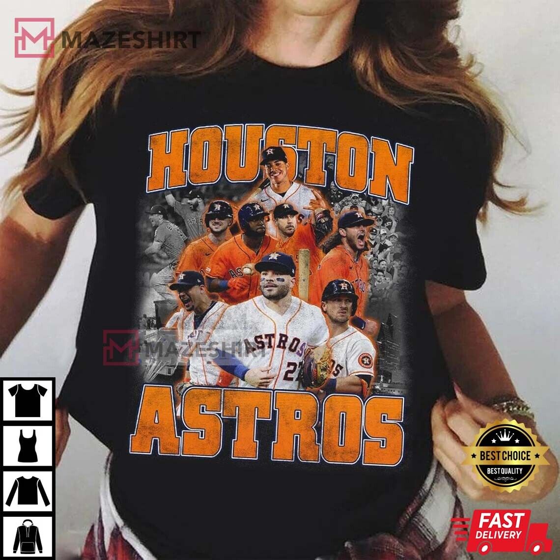 Houston Astros Vintage T-shirt 2022 Astros Space City Houston Astros Full Size Up To 5xl